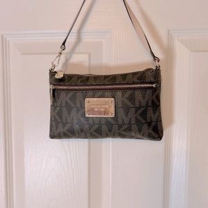 Michael Kors signature brown with gold clutch or poshette.